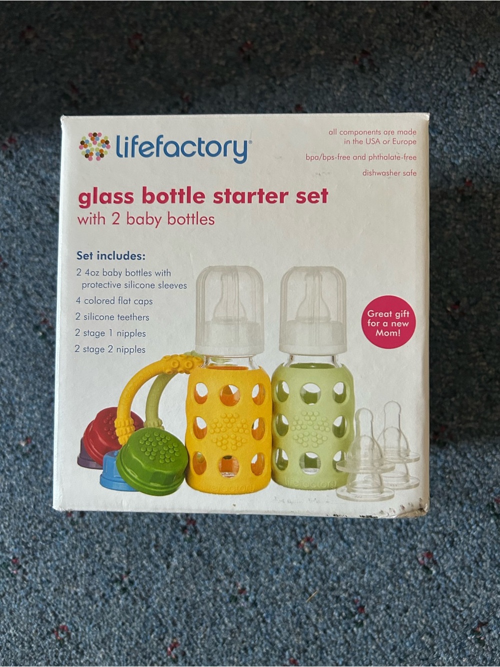 Lifefactory Glass Bottle Starter Set -Silicone Sleeves,Teethers,Nipples NEW